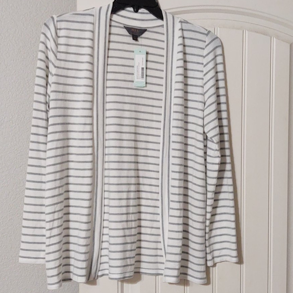 Gray and White Cardigan